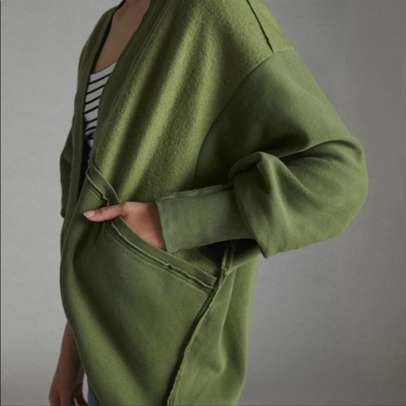 Anthropologie Pilcro Green Open Front Oversized Cardigan Size XXS/XS - Picture 3 of 10